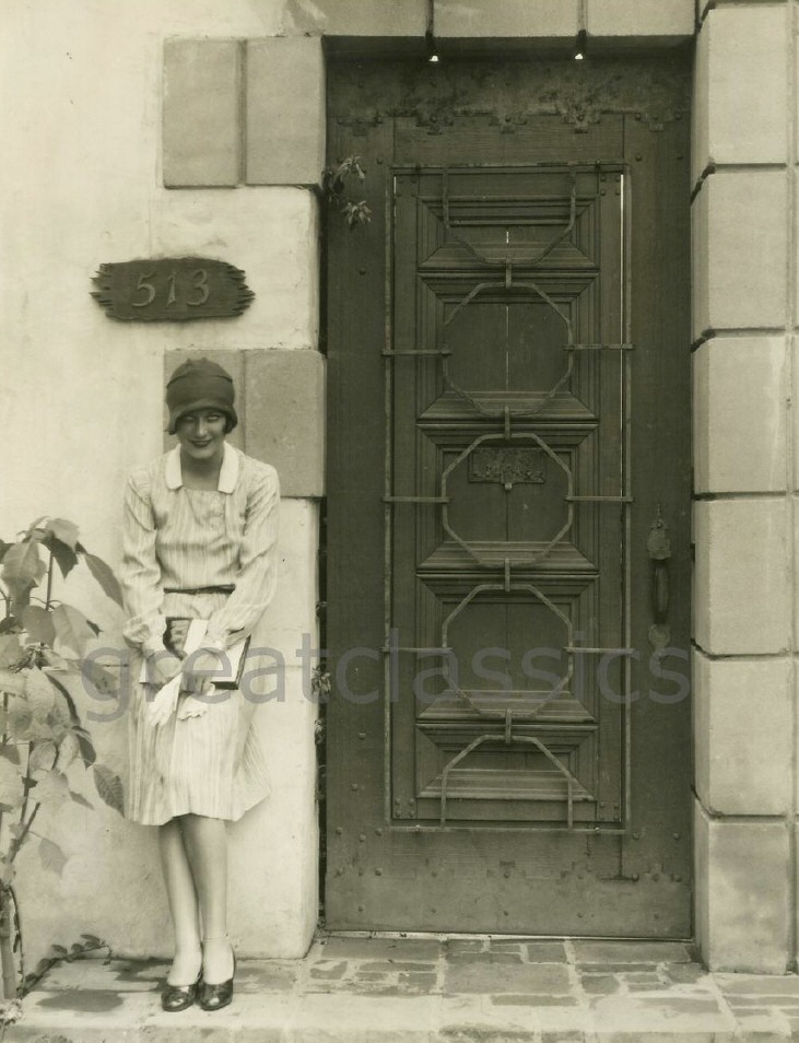 1928. In front of her new house at 513 N. Roxbury. Shot by Ruth Harriet Louise.