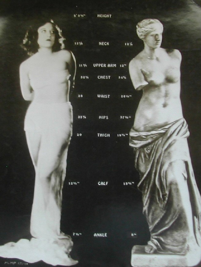 1928. Movie magazine comparison of Joan with the Venus de Milo.