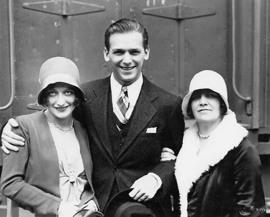 6/10/29. Joan and Doug arrive back in Los Angeles after their wedding. With Joan's mother Anna Bell.