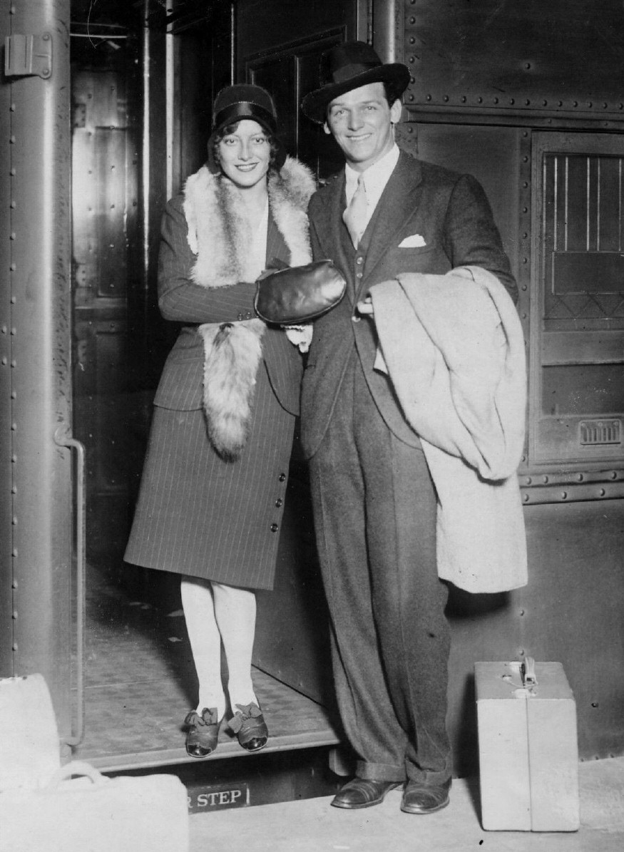 May 30, 1929. Joan and Doug on the 20th Century Limited train at Grand Central Station, 4 days before their wedding.