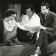 1930. On the set of 'Montana Moon' with Johnny Mack Brown and director Malcolm St. Clair.