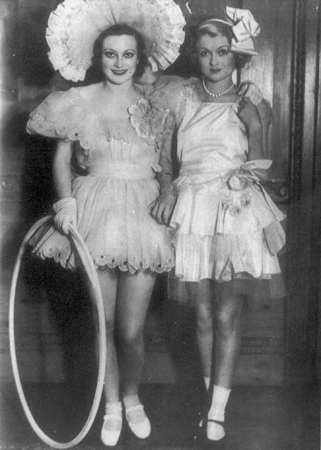 Circa 1932, at a costume party with Constance Bennett.