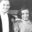 October 1932. At the premiere of 'Rain,' with husband Doug Fairbanks, Jr., left, and pal William Haines.