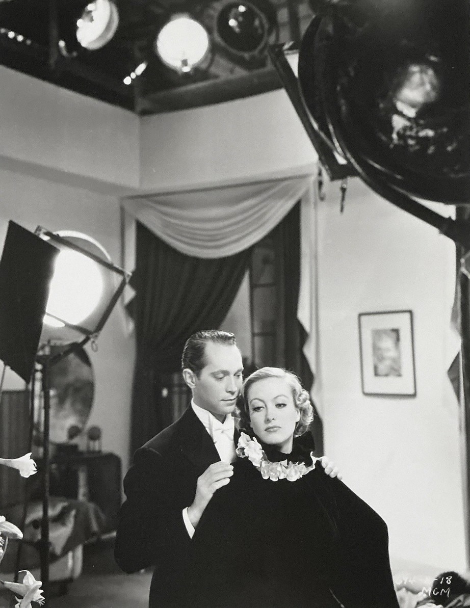 1933. Filming 'Dancing Lady' with Franchot Tone.