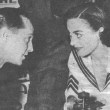 1935. With husband Franchot Tone and Cesar Romero at Ginger Rogers' skate party, Culver City Rollerdome.