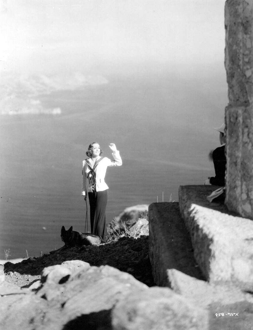 1935. On the set of 'I Live My Life.'