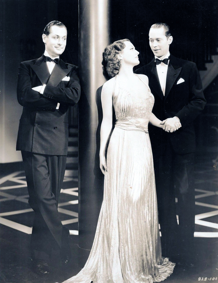 1935. 'No More Ladies' publicity with Robert Montgomery, left, and Franchot Tone.