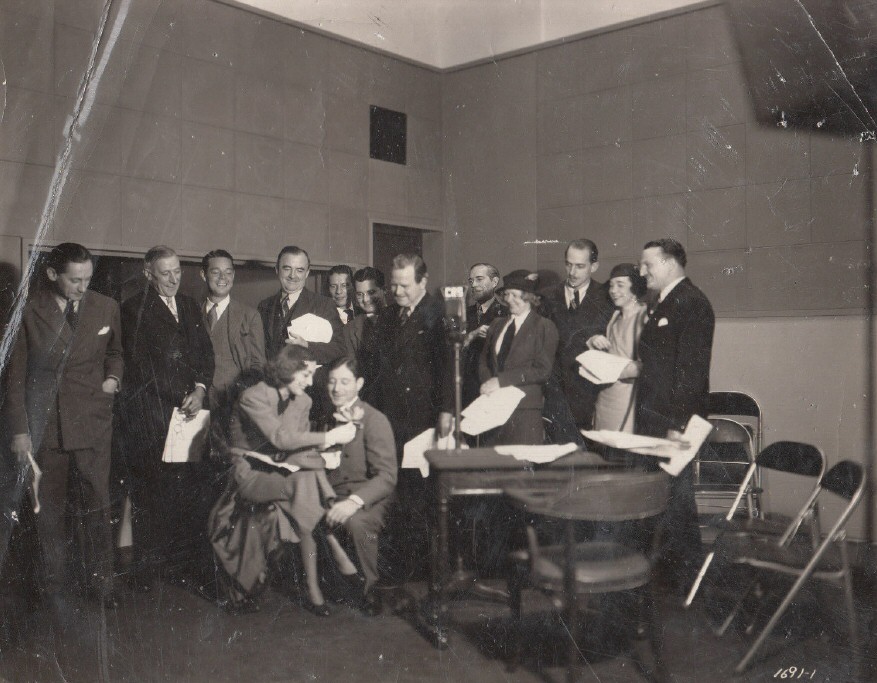 1935. On the set of the CBS radio show 'Within the Law.'