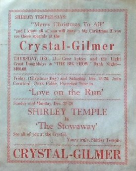 Newspaper ad from Gilmer, Texas. (Thanks to Jack Baird.)