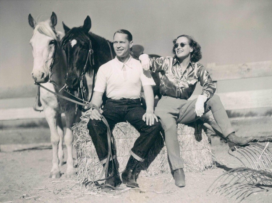 April 1937 at the B-Bar-H ranch in Palm Springs, with Franchot Tone.