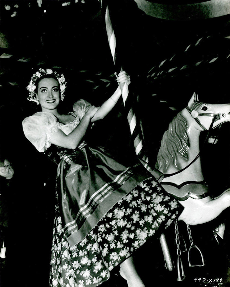 1937. On the set of 'The Bride Wore Red.'