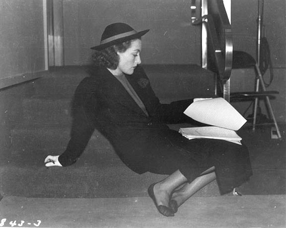 May 7, 1939. Joan on the set of CBS's 'Train Ride' radio program.