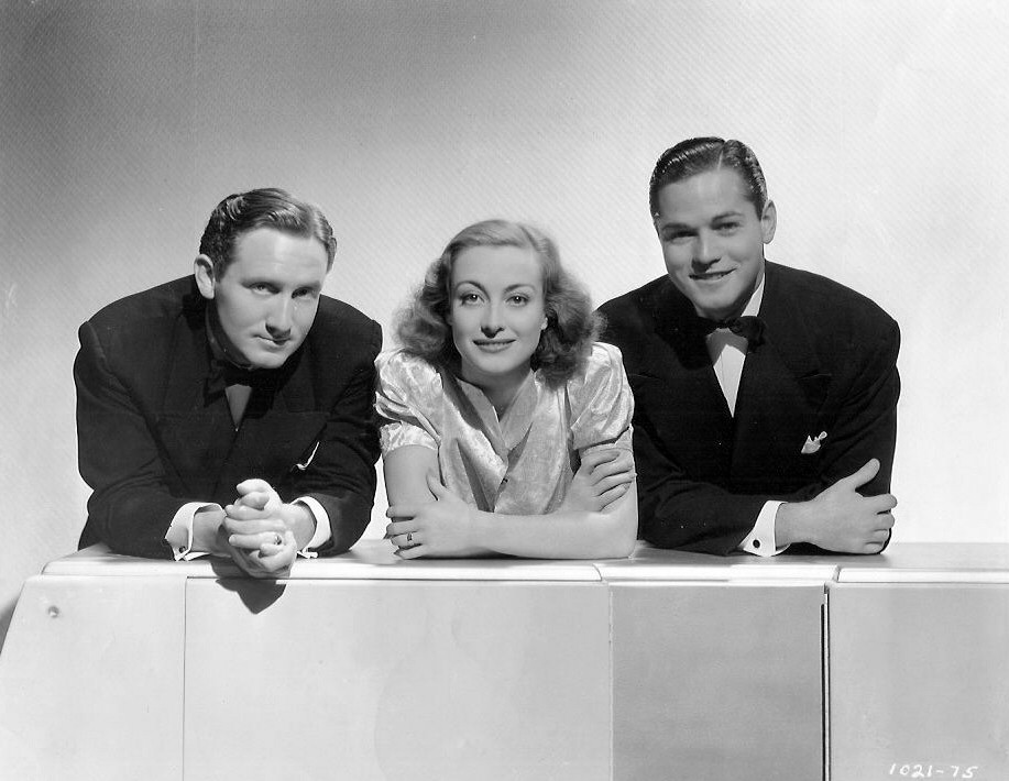 1938. 'Mannequin' publicity with Spencer Tracy (left) and Alan Curtis.