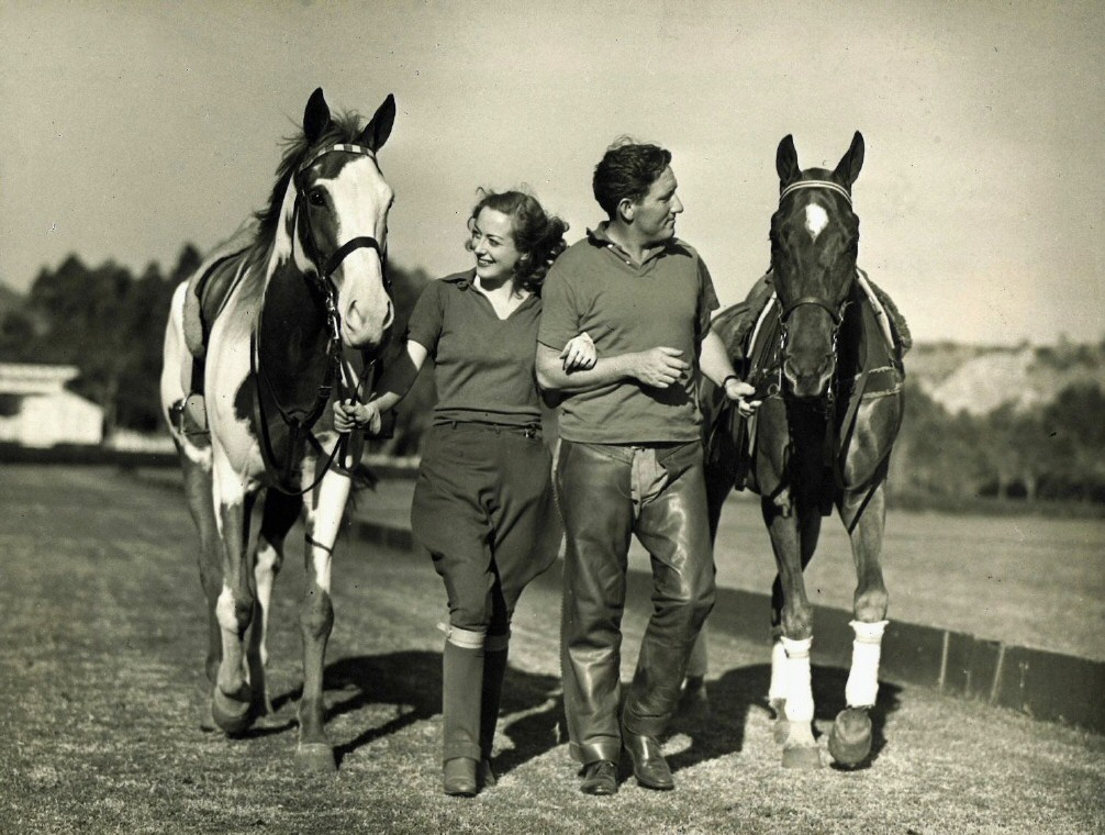 February 1938. At the Santa Monica Polo Club with Spencer Tracy.