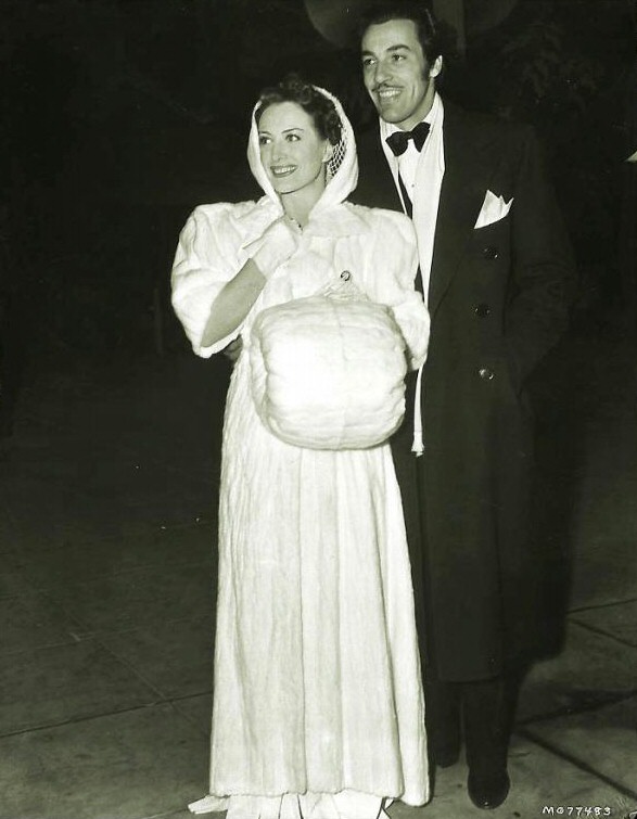 January 1940. At the Hollywood premiere of 'Gone With the Wind,' with Cesar Romero.