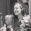 1939. Candid on a train with niece Joanie LeSueur.