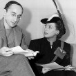 1940. With playwright Arch Oboler, rehearsing for his 3/2/40 NBC radio show 'Baby.'