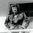 1947. Fan candid shot on her back porch.