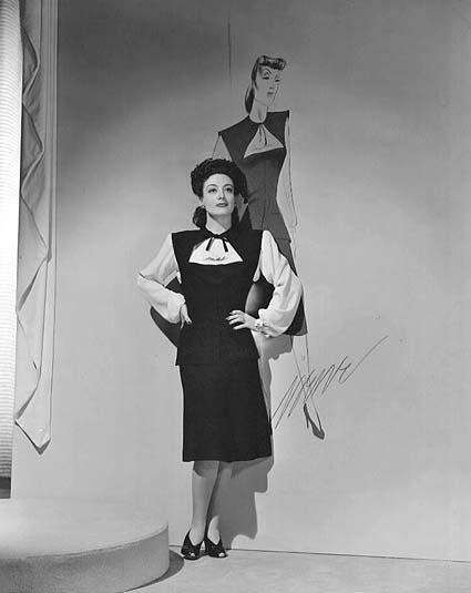 1942. With a 'Reunion in France' costume sketch by Irene.