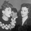 1945. At a Warners reception for Joan at NYC's Sherry-Netherland with Nanette Fabray.