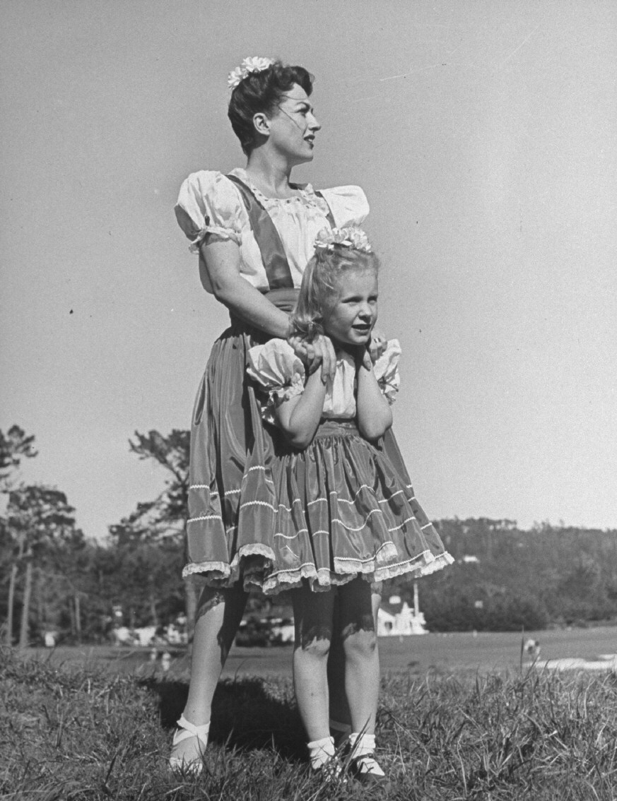 Circa 1945, with Christina. (Thanks to Paul.)