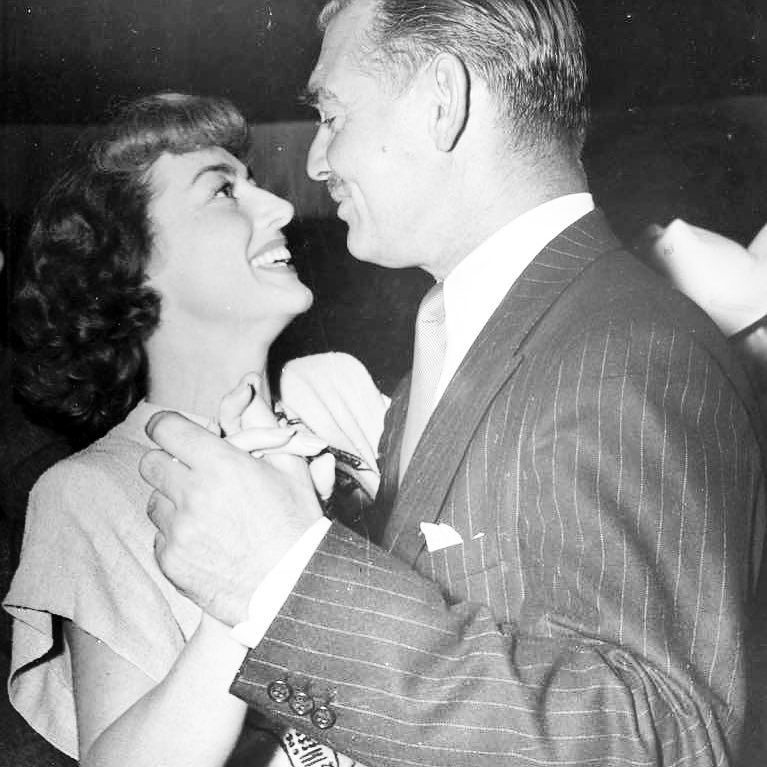 July 1946. With Clark Gable at Santa Monica's Cabana Club.