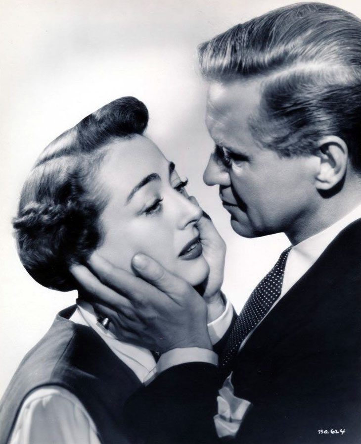 1950. Publicity for 'The Damned Don't Cry' with David Brian.