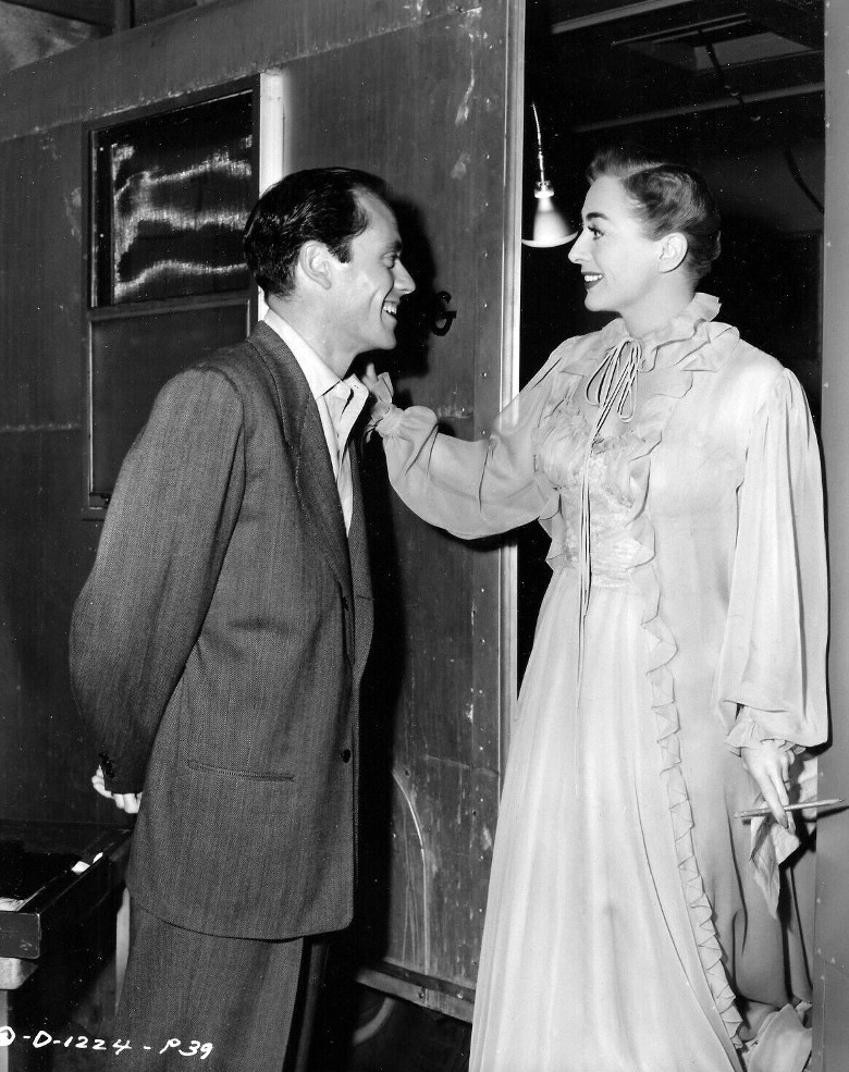 1950. On the set of 'Harriet Craig' with Mel Ferrer.