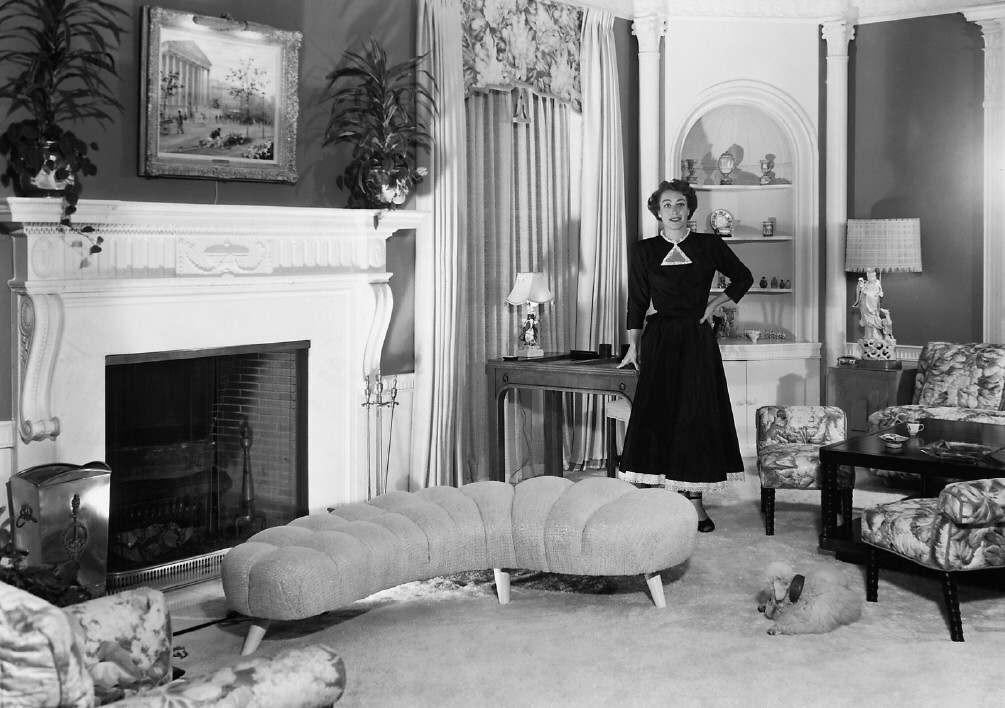 1949. Joan in her living room.