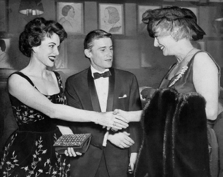 1957. At the Brown Derby with Maureen O'Hara and Roddy McDowell.