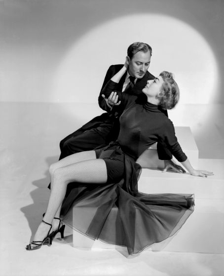 1953. 'Torch Song' publicity, with Michael Wilding.
