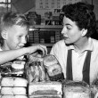 On the set of 'Johnny Guitar' with son Christopher.