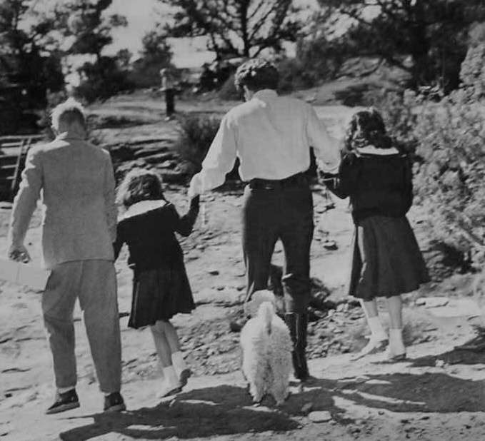 1954 on the 'Johnny Guitar' set with family. (Thanks to Bryan Johnson.)