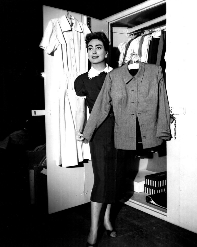 On the set of 'Autumn Leaves' with wardrobe.