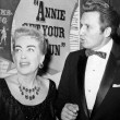 October 1957, with John Raitt and his wife at the NBC premiere of 'Annie Get Your Gun.'