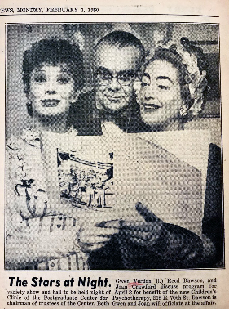 February 1960. With Gwen Verdon and Reed Dawson.