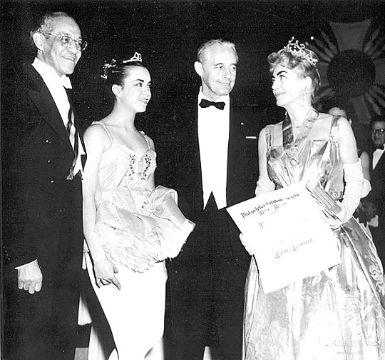 1960. At the Philadelphia Cotillion, with Mayor Richardson Dilworth, unknown ballerina, Judge Raymond Alexander.