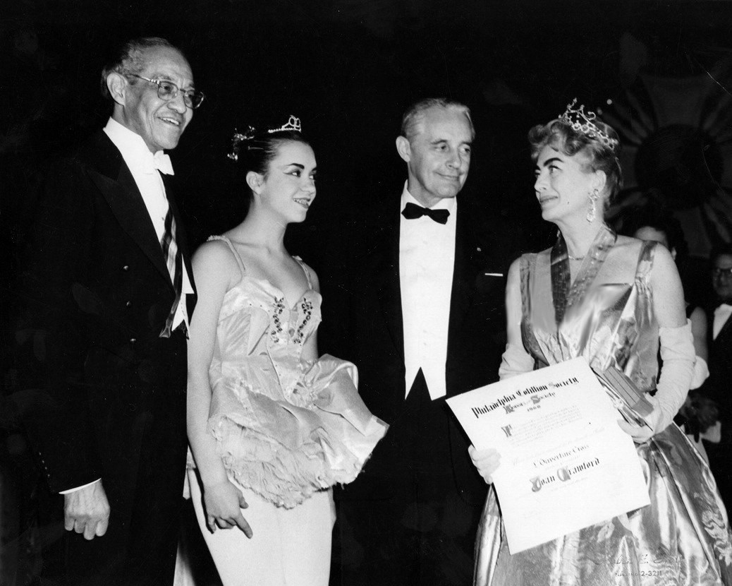 December 1960. Honored at the 12th Annual Philadelphia Cotillion Society event with Judge Raymond Pace Alexander, Donna Lowe, and Mayor  Richardson Dilworth.