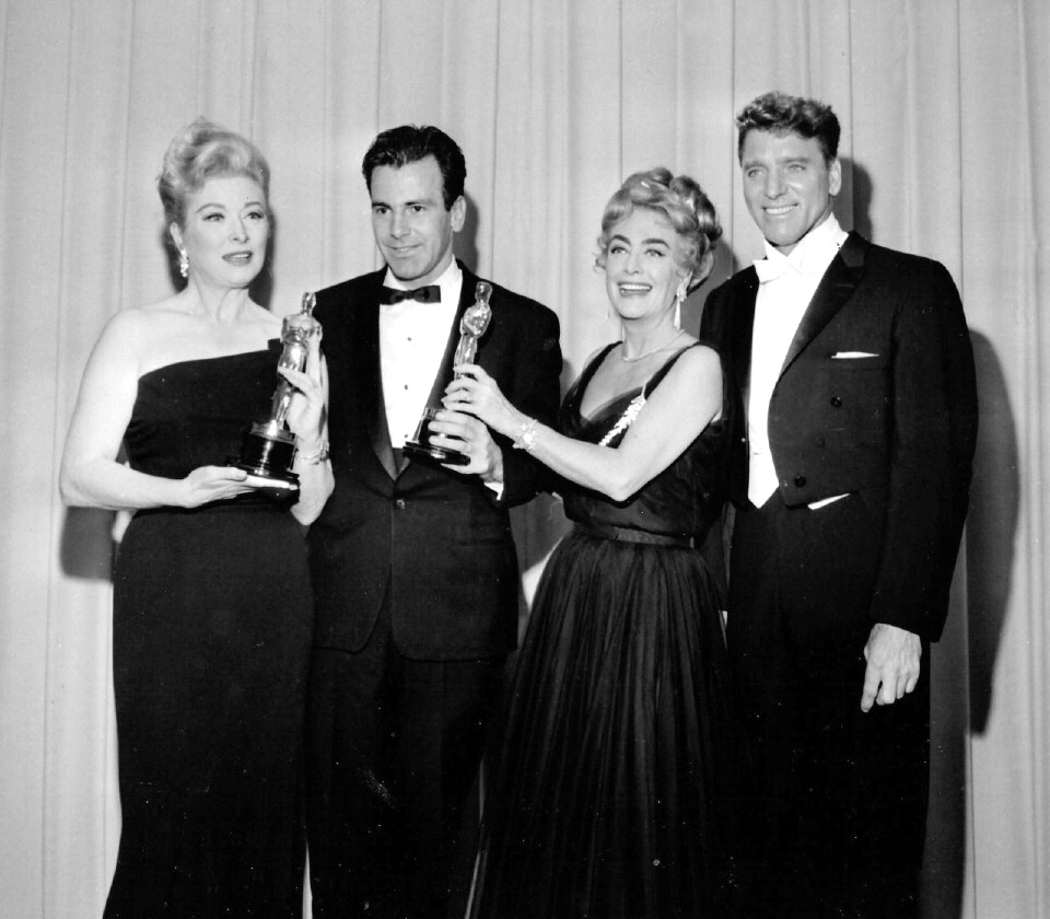 April 9, 1962. At the Oscars with Greer Garson, Maximilian Schell, and Burt Lancaster.