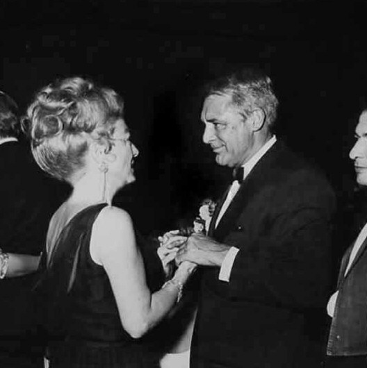 At the 4/9/62 Academy Awards with Cary Grant. (Thanks to Bryan Johnson.)