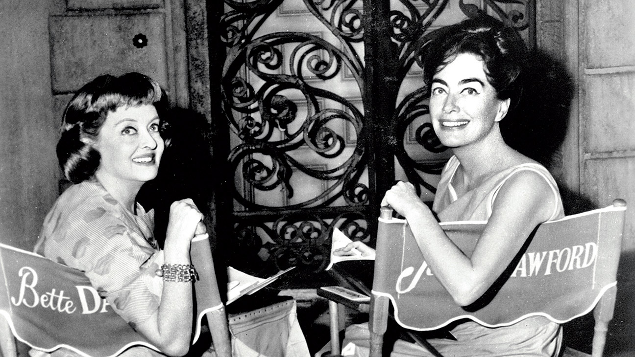 1962. On the set of 'Baby Jane' with Bette Davis.
