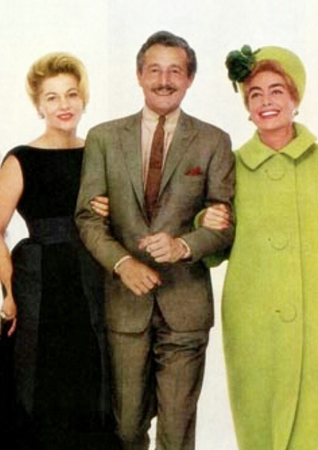 1962. With Oleg Cassini and Joan Fontaine.