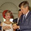 May 3, 1963, with President Kennedy in the Oval Office, to promote 'Mental Health Week.'