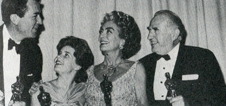 1963 Oscars. Gregory Peck, Patty Duke, Joan, Ed Begley. (Thanks to James Bruce.)