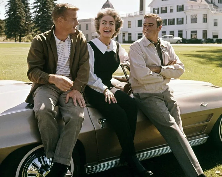 1963. On the set of 'Route 66' with Martin Milner and Glenn Corbett.