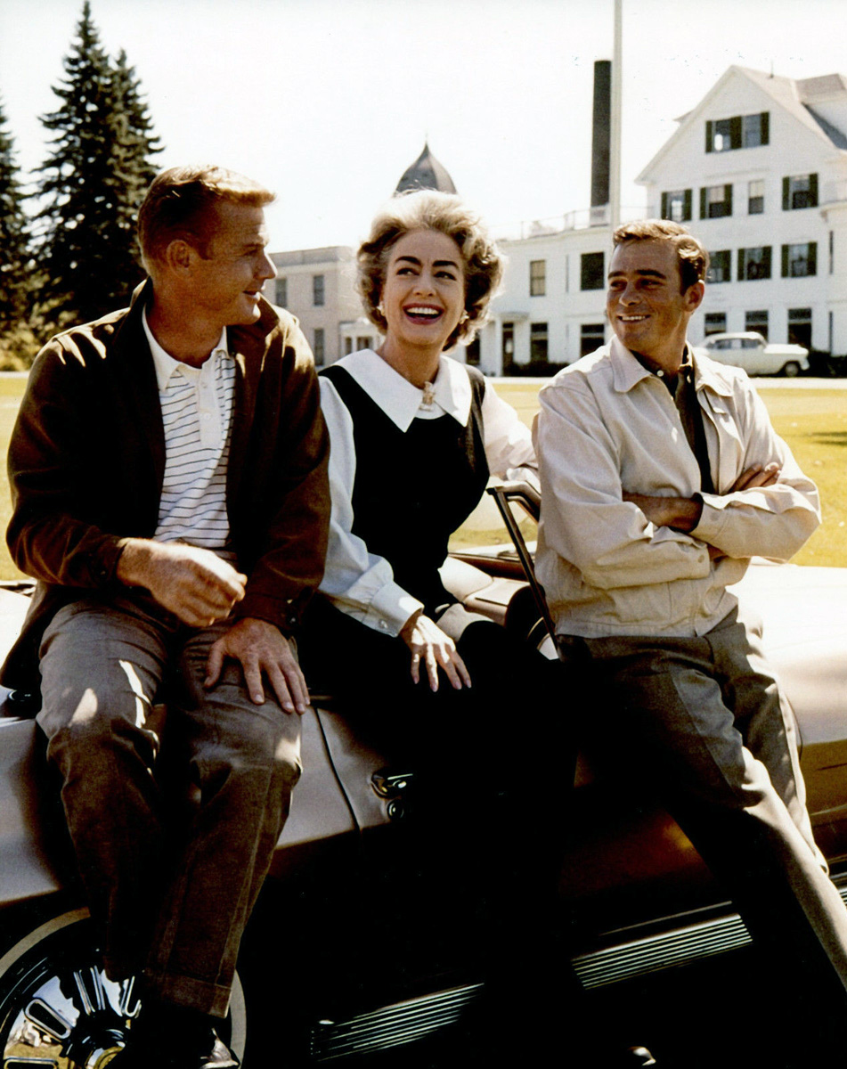 1963. On the set of 'Route 66' with Martin Milner and Glenn Corbett.