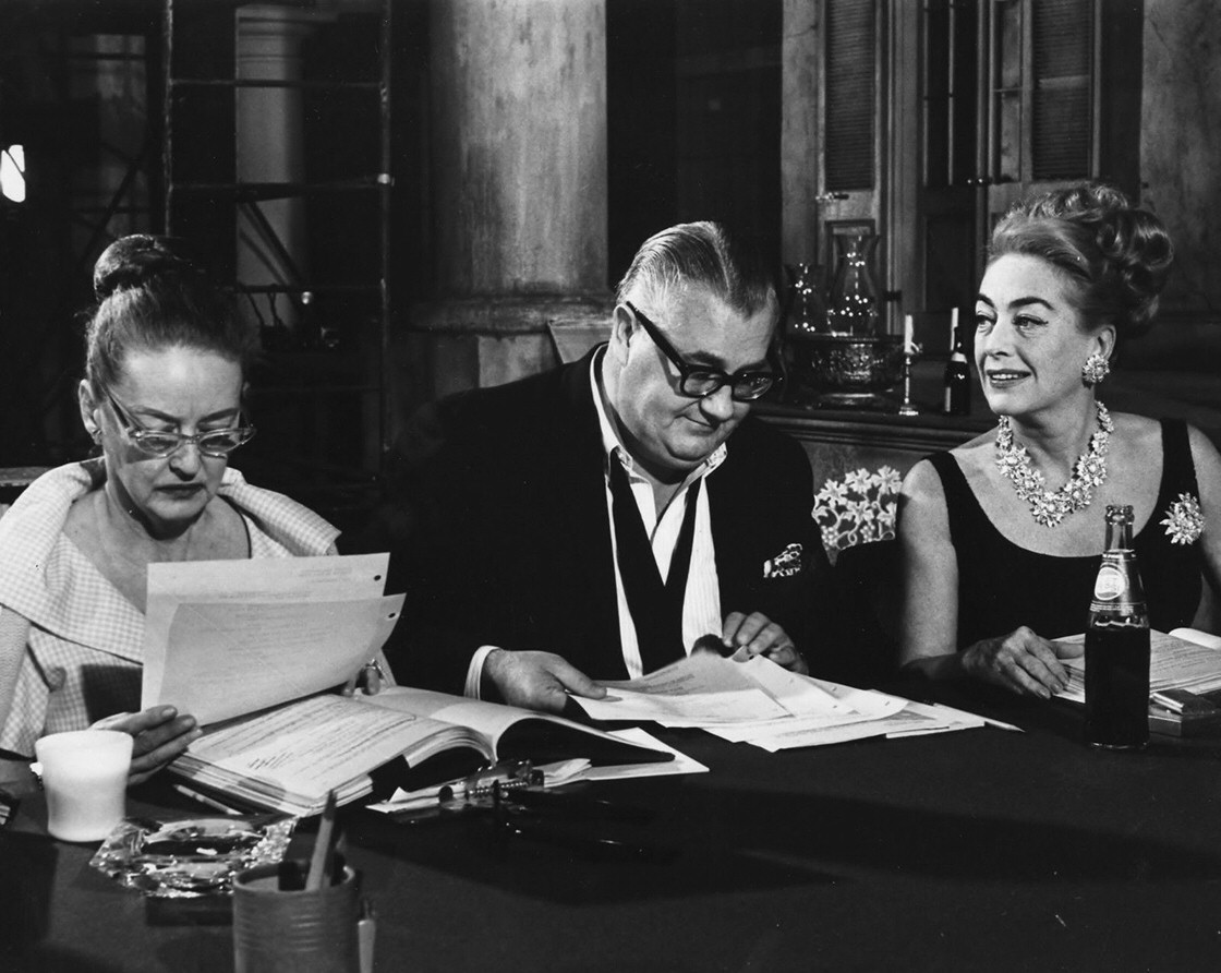 May 1964. On the set of 'Hush...Hush, Sweet Charlotte' with Davis and director Aldrich.