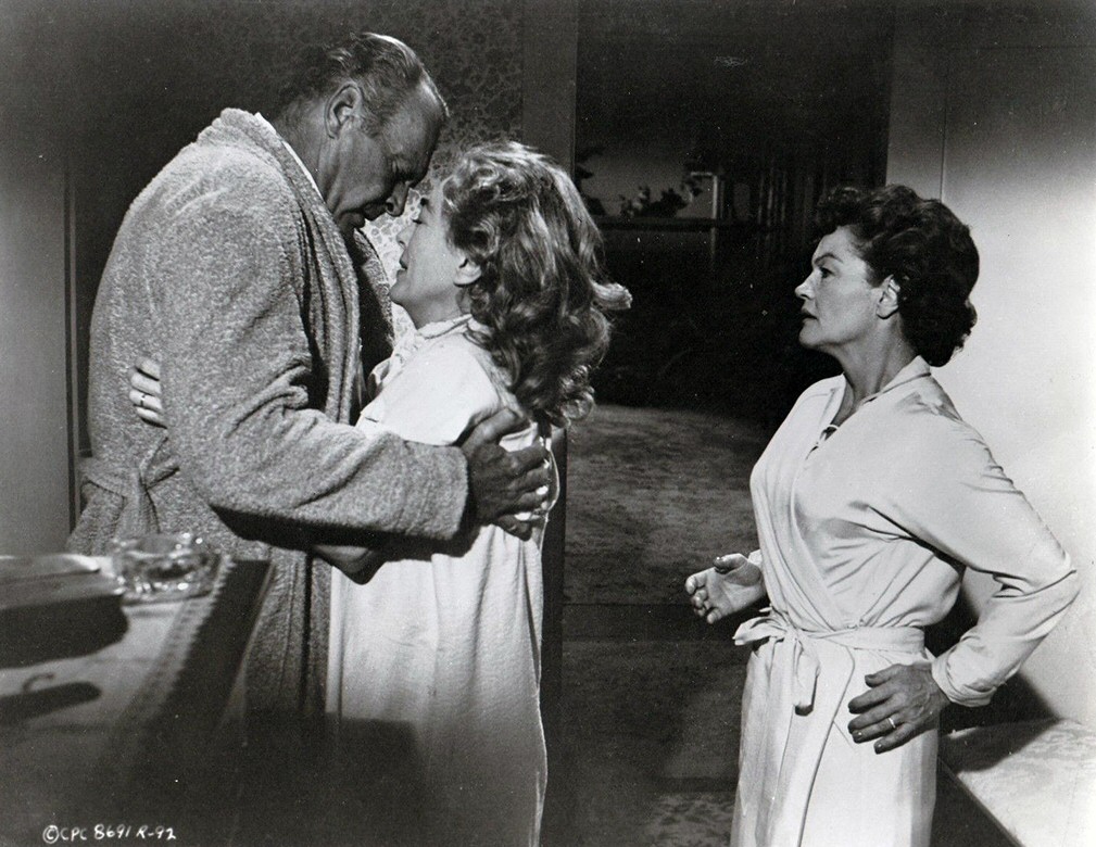 1964. A film still from 'Strait-Jacket' with Leif Erickson.