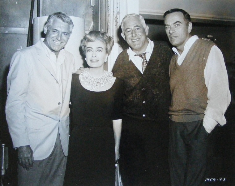 1965. On the set of 'I Saw What You Did' with Cary Grant, William Castle, and John Ireland.