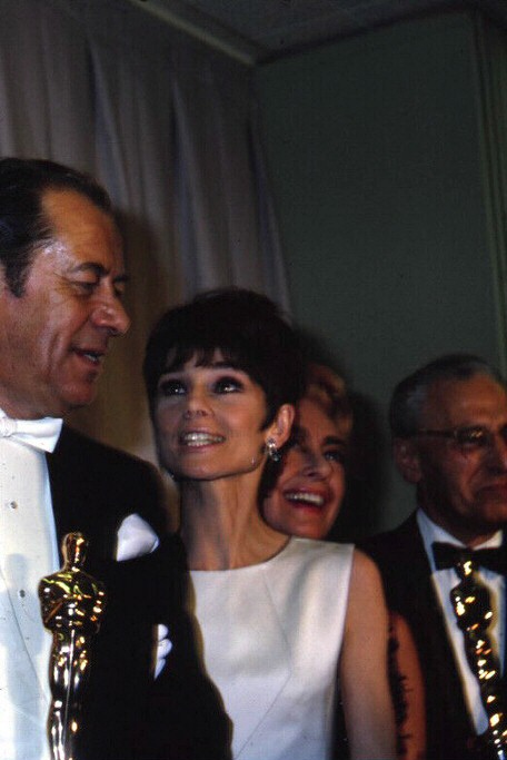 At the 4/5/65 Oscars with Harrison, Hepburn, Cukor.